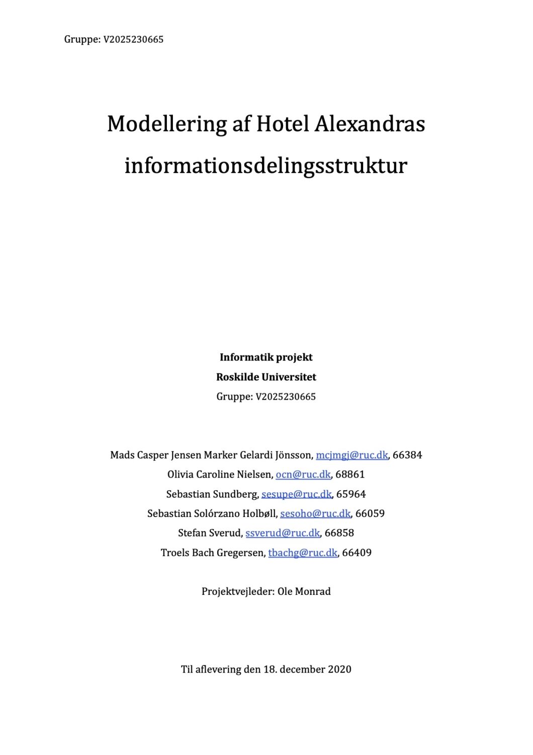 “Modellering af Hotel Alexandras…